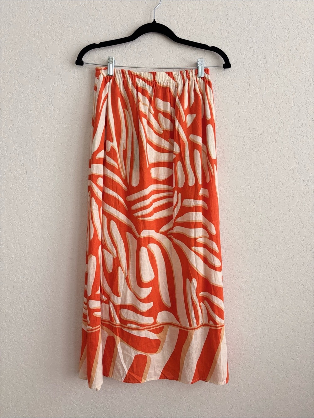 Rachel Rachel Roy Linen Blend Abstract Print Maxi Skirt Orange Cream NWT XS - Picture 1 of 4